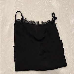 Elegant Black Lace Trim Slip Dress